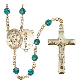 14 Karat Gold-Filled 6mm Austrian Crystal Saints Cosmas & Damian / Doctors Rosary in Zircon