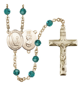 14 Karat Gold-Filled 6mm Austrian Crystal Saint Christopher/Gymnastics Rosary in Zircon