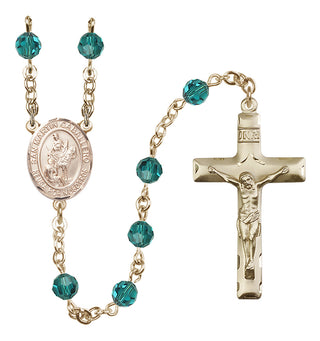 14 Karat Gold-Filled 6mm Austrian Crystal San Martin Caballero Rosary in Zircon