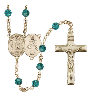14 Karat Gold-Filled 6mm Austrian Crystal Our Lady of Guadalupe Rosary in Zircon