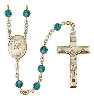 14 Karat Gold-Filled 6mm Austrian Crystal Saint Ignatius of Loyola Rosary in Zircon