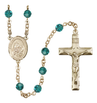 14 Karat Gold-Filled 6mm Austrian Crystal Saint Bernard of Montjoux Rosary in Zircon