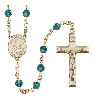 14 Karat Gold-Filled 6mm Austrian Crystal Saint Athanasius Rosary in Zircon