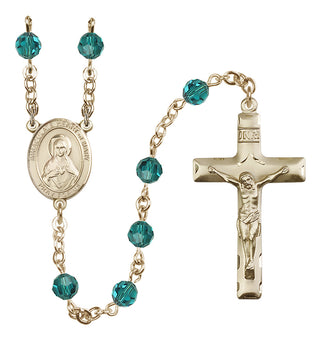 14 Karat Gold-Filled 6mm Austrian Crystal Immaculate Heart of Mary Rosary in Zircon