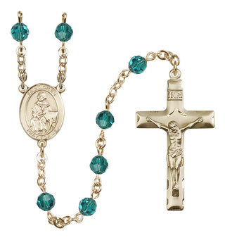 14 Karat Gold-Filled 6mm Austrian Crystal Saint Giles Rosary in Zircon
