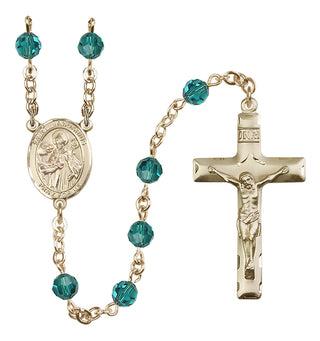 14 Karat Gold-Filled 6mm Austrian Crystal Saint Januarius Rosary in Zircon