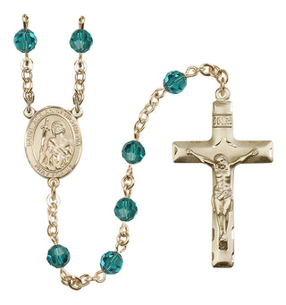 14 Karat Gold-Filled 6mm Austrian Crystal Saint Adrian of Nicomedia Rosary in Zircon