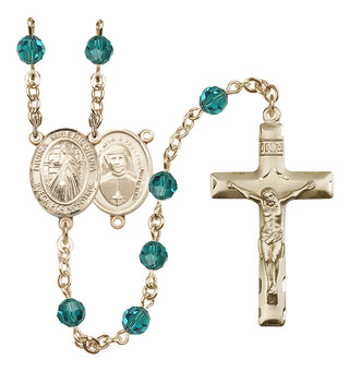 14 Karat Gold-Filled 6mm Austrian Crystal Divina Misericordia Rosary in Zircon