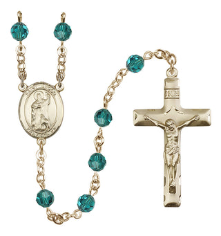 14 Karat Gold-Filled 6mm Austrian Crystal Saint Drogo Rosary in Zircon