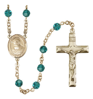 14 Karat Gold-Filled 6mm Austrian Crystal Saint Daniel Comboni Rosary in Zircon