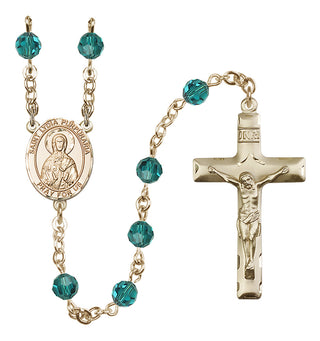 14 Karat Gold-Filled 6mm Austrian Crystal Saint Lydia Purpuraria Rosary in Zircon