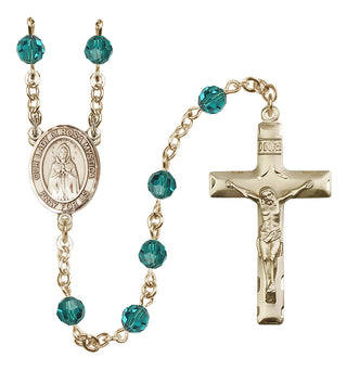 14 Karat Gold-Filled 6mm Austrian Crystal Our Lady of Rosa Mystica Rosary in Zircon