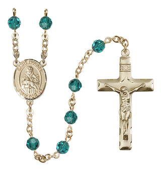 14 Karat Gold-Filled 6mm Austrian Crystal Saint Fidelis Rosary in Zircon