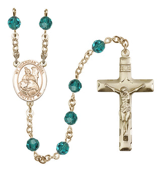 14 Karat Gold-Filled 6mm Austrian Crystal Guardian Angel Protector Rosary in Zircon