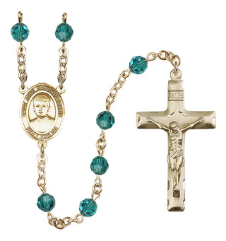 14 Karat Gold-Filled 6mm Austrian Crystal Saint Jose Sanchez del Rio Rosary in Zircon