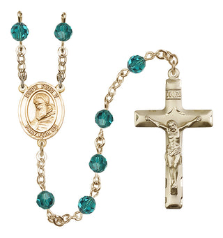 14 Karat Gold-Filled 6mm Austrian Crystal Pope Pius V Rosary in Zircon