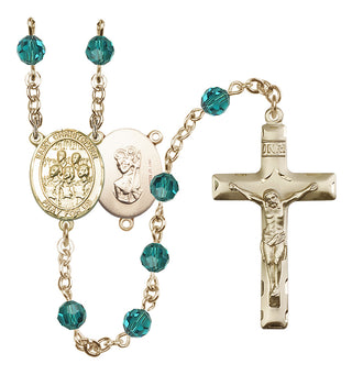 14 Karat Gold-Filled 6mm Austrian Crystal Saint Christopher / Choir Rosary in Zircon