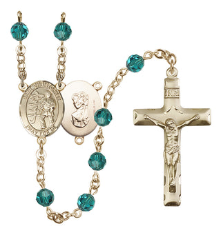 14 Karat Gold-Filled 6mm Austrian Crystal Saint Christopher / Karate Rosary in Zircon