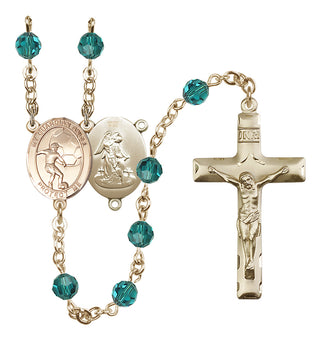 14 Karat Gold-Filled 6mm Austrian Crystal Guardian Angel/Soccer Rosary in Zircon