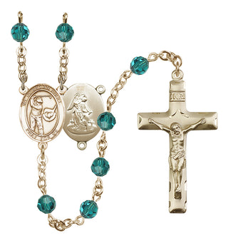 14 Karat Gold-Filled 6mm Austrian Crystal Guardian Angel/Golf Rosary in Zircon