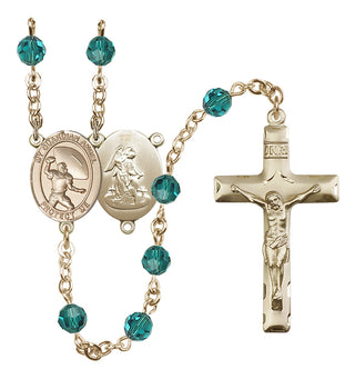 14 Karat Gold-Filled 6mm Austrian Crystal Guardian Angel/Track&Field-Women Rosary in Zircon