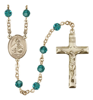 14 Karat Gold 6mm Austrian Crystal Saint Albert the Great Rosary in Zircon