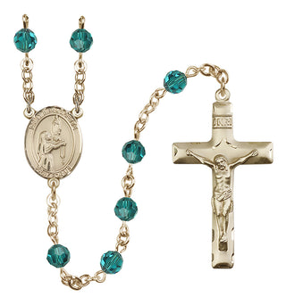 14 Karat Gold 6mm Austrian Crystal Saint Bernadette Rosary in Zircon