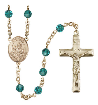 14 Karat Gold 6mm Austrian Crystal San Jose Rosary in Zircon