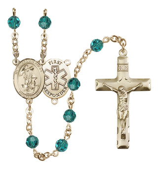 14kt Gold 6mm Guardian Angel/1st Responders Rosary