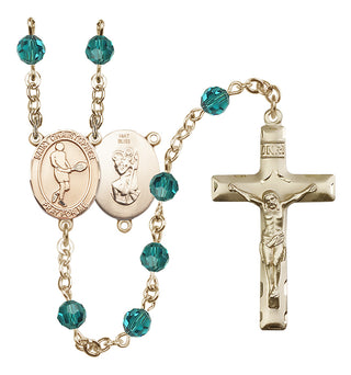 14 Karat Gold 6mm Austrian Crystal Saint Christopher/Tennis Rosary in Zircon
