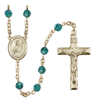 14 Karat Gold 6mm Austrian Crystal Saint Malachy O'More Rosary in Zircon