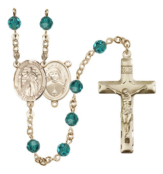 14 Karat Gold 6mm Austrian Crystal Divine Mercy Rosary in Zircon