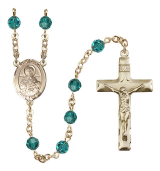 14 Karat Gold 6mm Austrian Crystal Saint Daria Rosary in Zircon