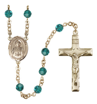 14 Karat Gold 6mm Austrian Crystal Saint Peter Chanel Rosary in Zircon