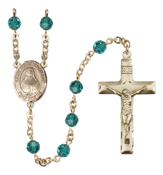 14 Karat Gold 6mm Austrian Crystal Saint Mary Mackillop Rosary in Zircon