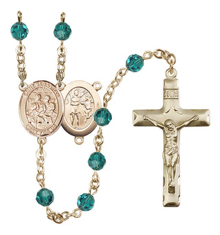 14 Karat Gold 6mm Austrian Crystal Saint Sebastian / Choir Rosary in Zircon