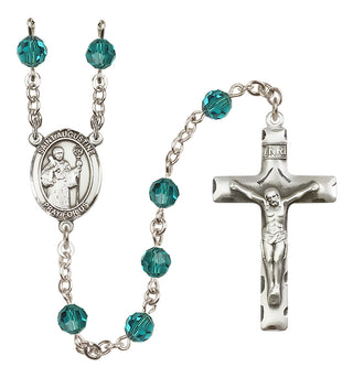 Sterling Silver 6mm Austrian Crystal Saint Augustine Rosary in Zircon