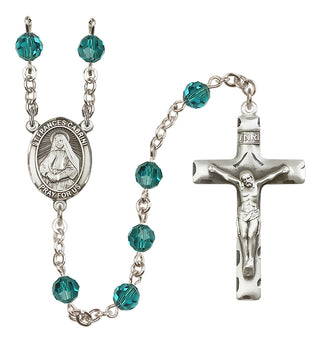 Sterling Silver 6mm Austrian Crystal Saint Frances Cabrini Rosary in Zircon