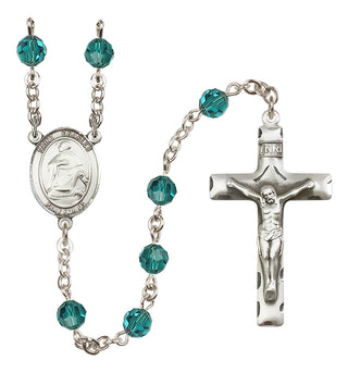 Sterling Silver 6mm Austrian Crystal Saint Charles Borromeo Rosary in Zircon