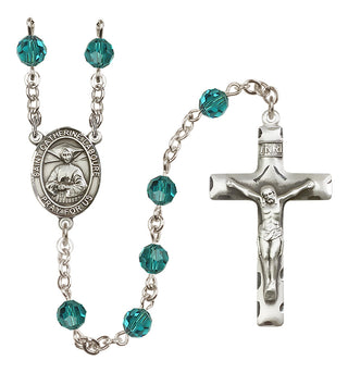 Sterling Silver 6mm Austrian Crystal Saint Catherine Laboure Rosary in Zircon