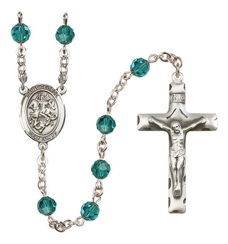 Sterling Silver 6mm Saint George  Engraved Catholic Rosaries
