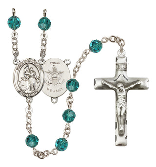 Sterling Silver 6mm Saint Joan of Arc / Army Rosary
