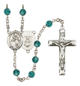 Sterling Silver 6mm Saint Joan of Arc / Navy Rosary