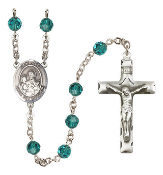 Sterling Silver 6mm Austrian Crystal San Jose Rosary in Zircon