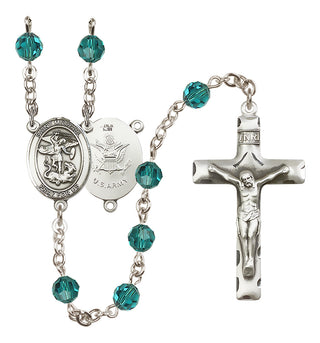 Sterling Silver 6mm Austrian Crystal Saint Michael / Army Rosary in Zircon