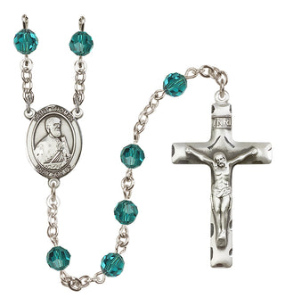 Sterling Silver 6mm Austrian Crystal Saint Thomas the Apostle Rosary in Zircon