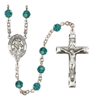 Sterling Silver 6mm Austrian Crystal Angel de la Guardia Rosary in Zircon