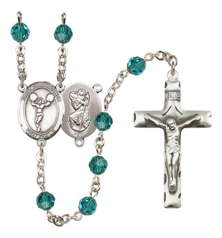 Sterling Silver 6mm Saint Christopher/Cheerleading  Engraved Catholic Rosaries