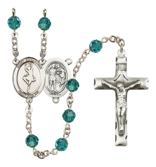 Sterling Silver 6mm Austrian Crystal Saint Sebastian/Dance Rosary in Zircon