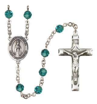 Sterling Silver 6mm Austrian Crystal Virgen del Fatima Rosary in Zircon